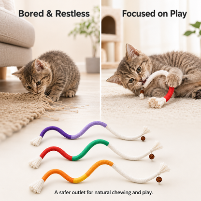 Jynvre Cat Chew Toys 3Pcs – Safe Organic Teeth Cleaning Ropes