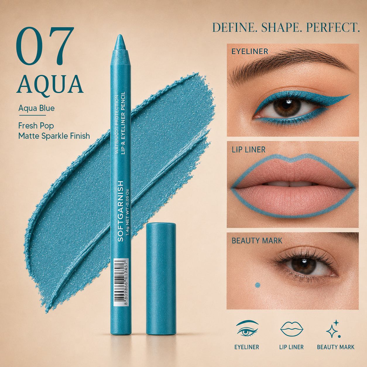 12-SHADE COLORED GEL EYELINER + METALLIC & SHIMMER FINISHES