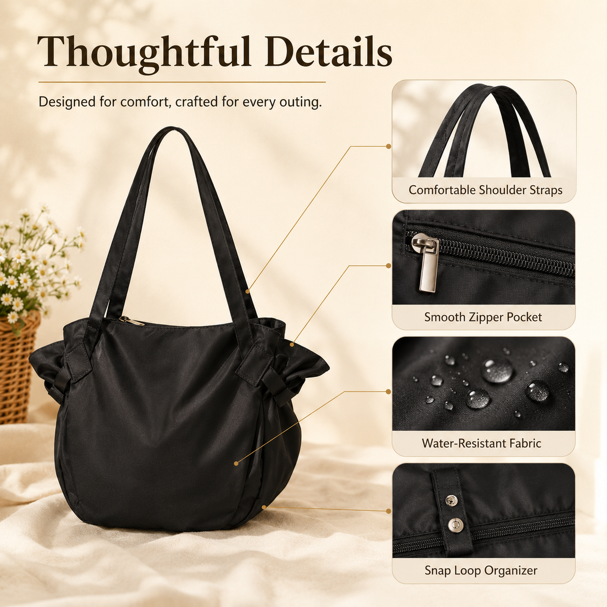 Women's Durable Canvas Tote Reusable Bag - 2-in-1 Collapsible