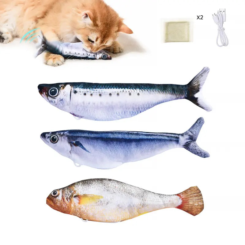 Petgravity Bitesized Realistic Flopping Fish Cat Toy 3 Pack