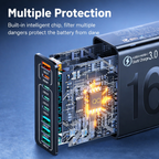 8-Port Fast Charging USB Hub (4 USB-C + 4 USB-A) – Smart, Portable Charger for Phones, Tablets, and More