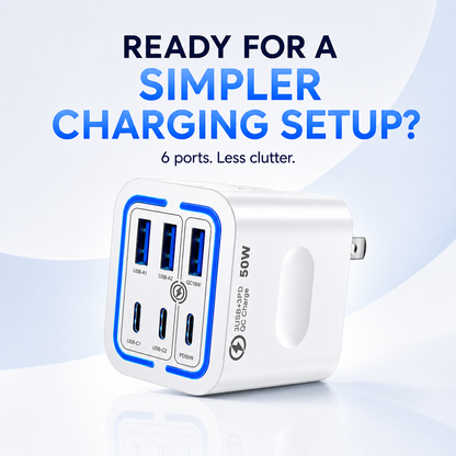 6-Ports Fast Charging Phone Charger US Plug