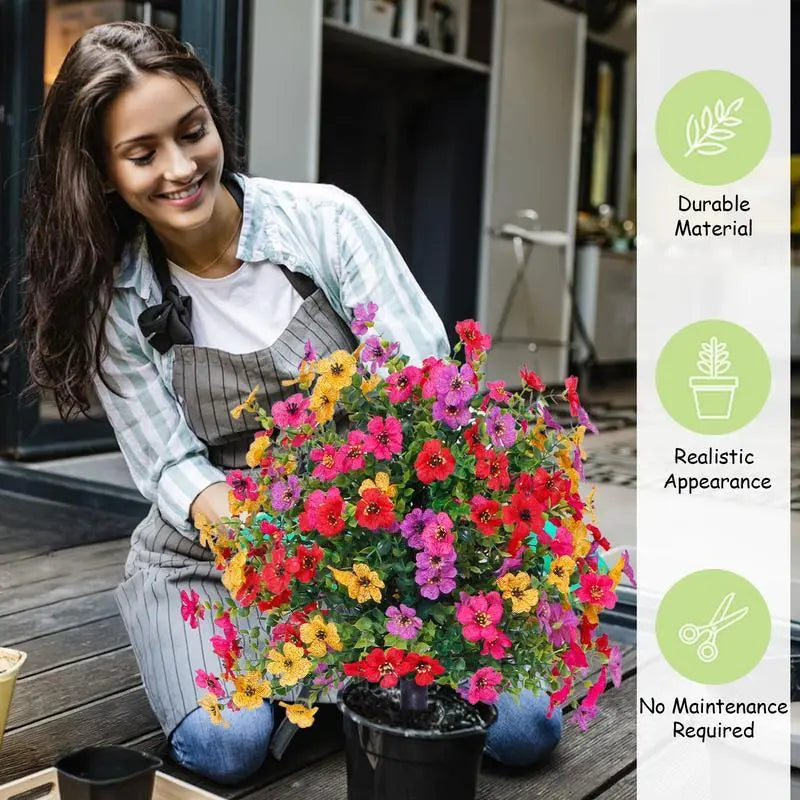 9-Color Artificial Flower (6pcs/12pcs/24pcs/set), UV Resistant Colorful Fake Flower