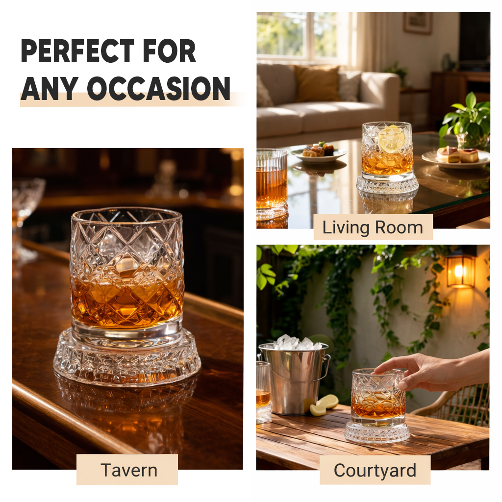🔥New Year Hot Sale 50% OFF✨360° Rotating Whiskey Glass Tumbler💎
