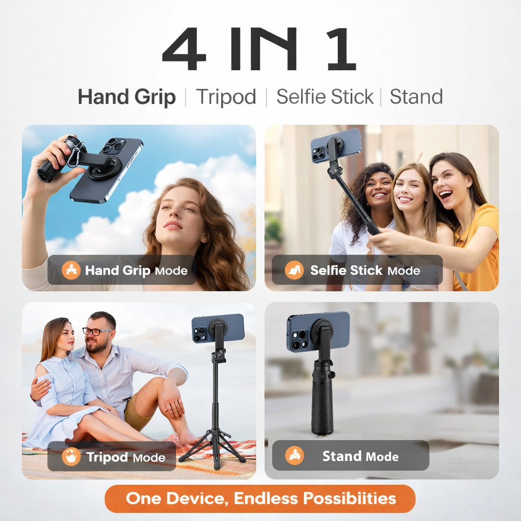 ✨4-in-1 Multifunctional 360° Rotation Magnetic Selfie Stick