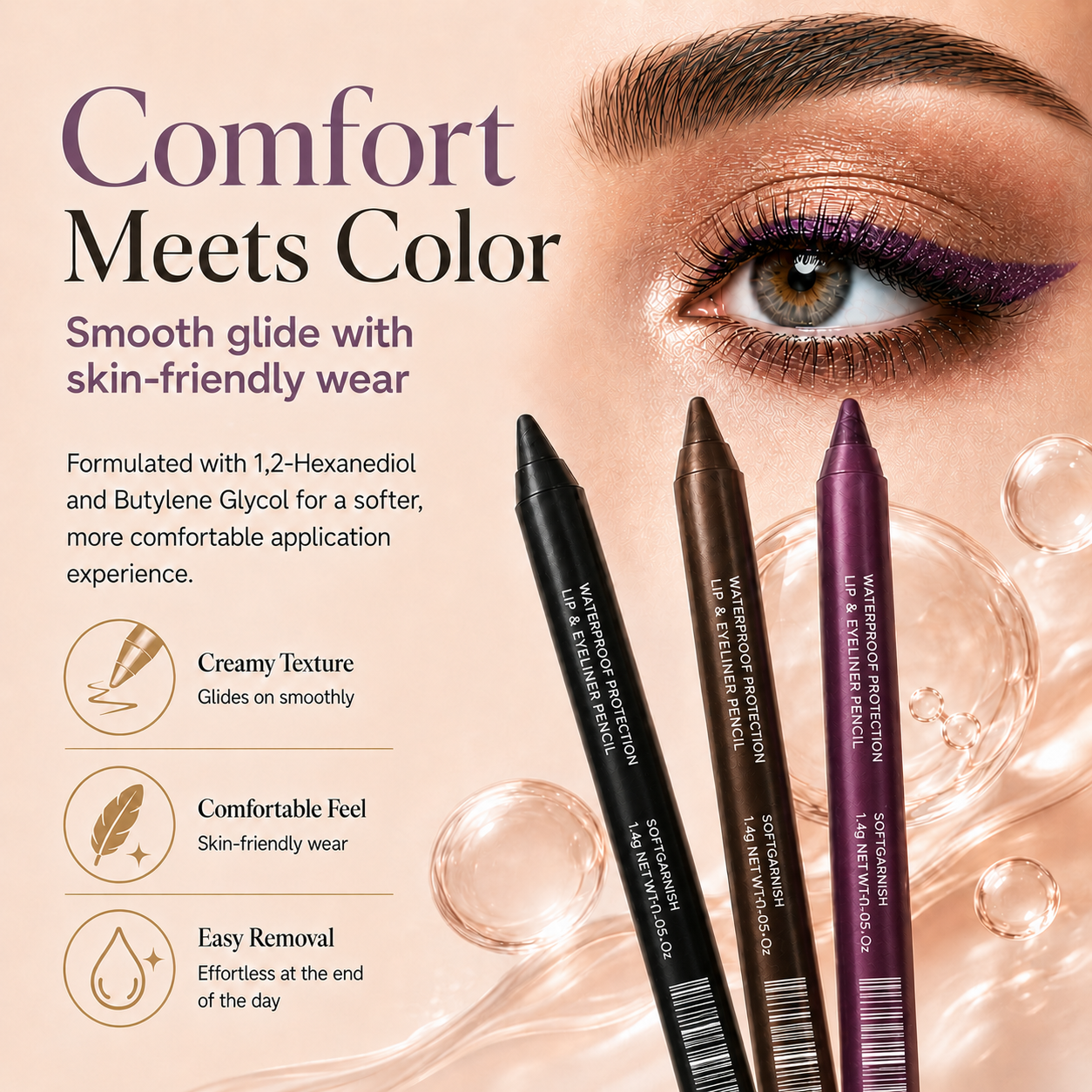 12-SHADE COLORED GEL EYELINER + METALLIC & SHIMMER FINISHES