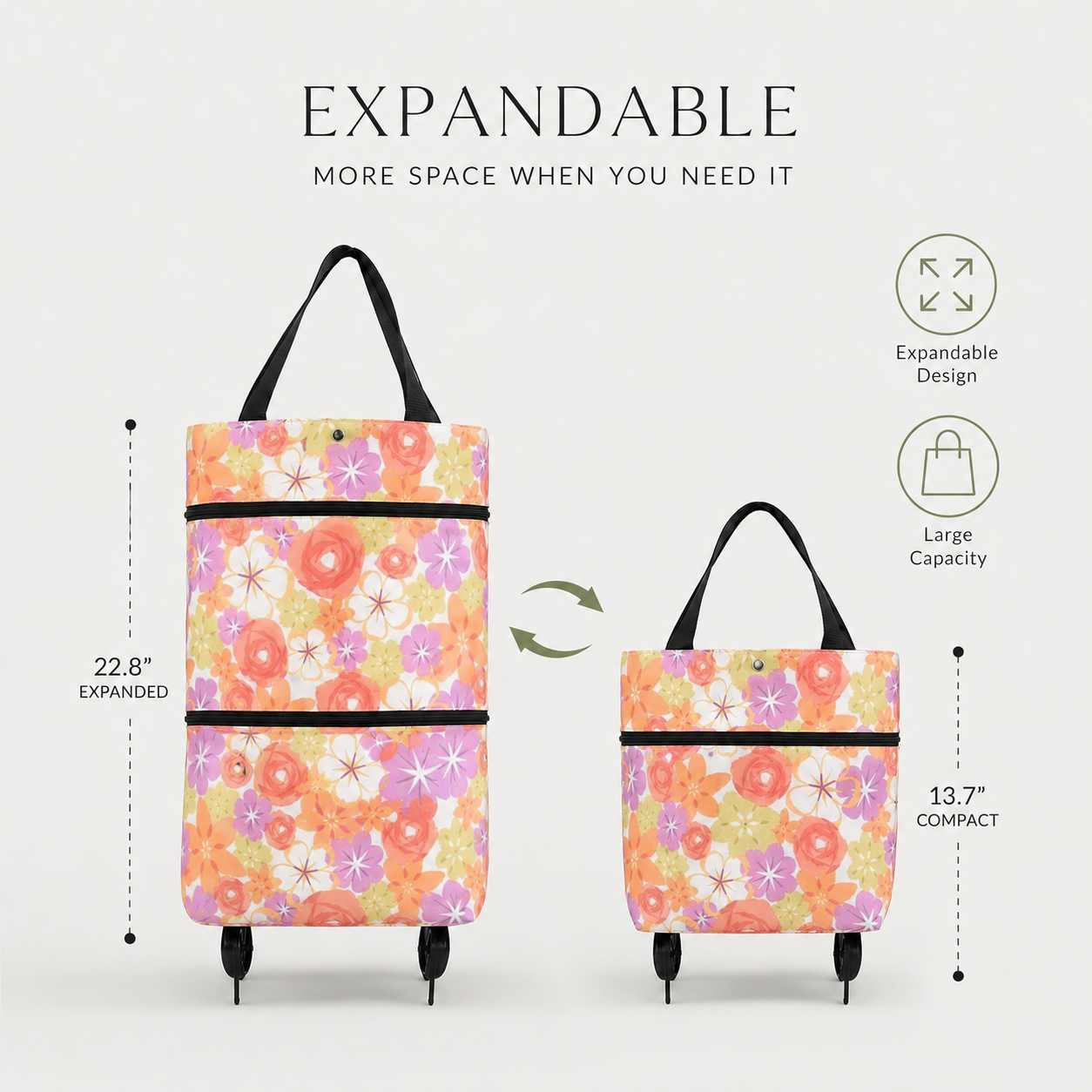 FOLDABLE 2-IN-1 SHOPPING BAG