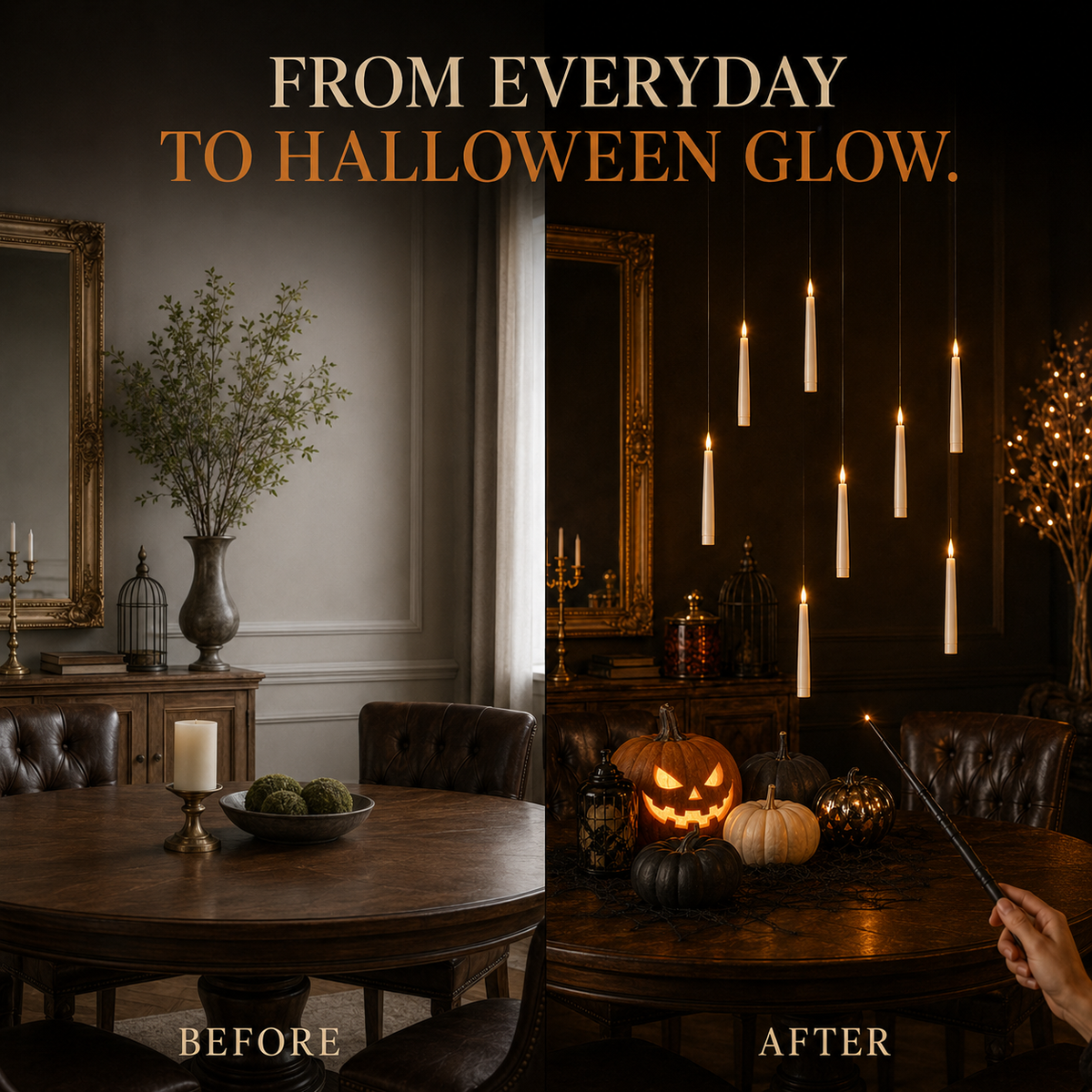 12pcs Hanging LED Candles With Magic Wand Remote