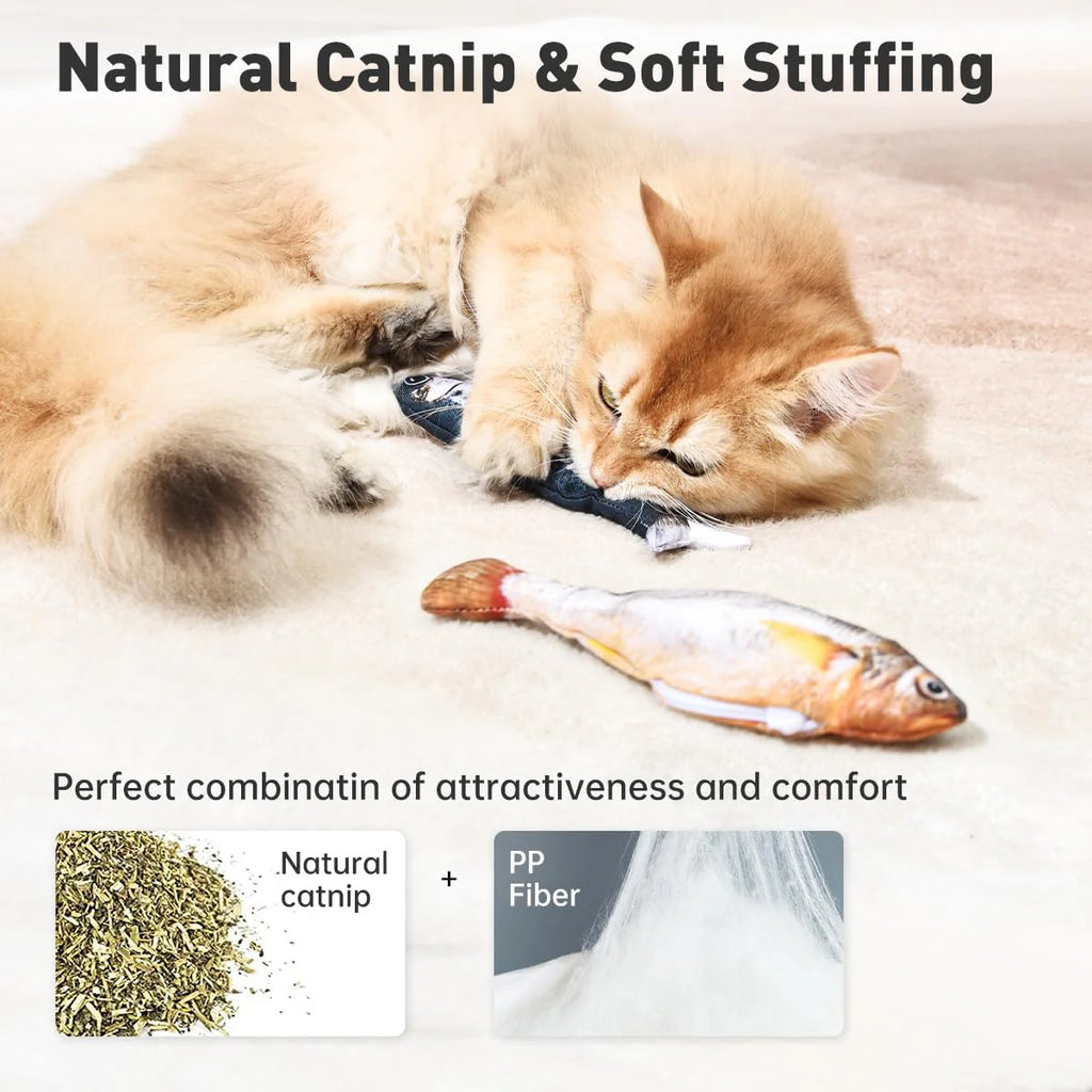 Petgravity Bitesized Realistic Flopping Fish Cat Toy 3 Pack