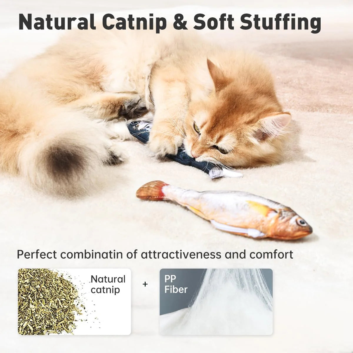Petgravity Bitesized Realistic Flopping Fish Cat Toy 3 Pack