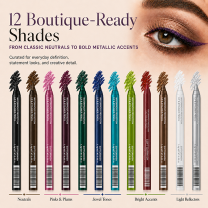 12-SHADE COLORED GEL EYELINER + METALLIC & SHIMMER FINISHES