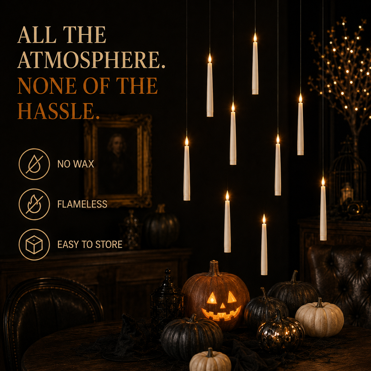12pcs Hanging LED Candles With Magic Wand Remote