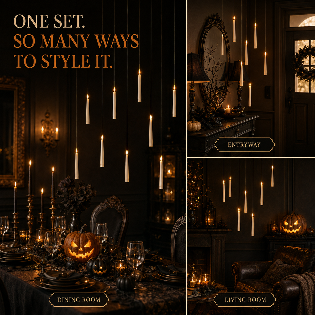 12pcs Hanging LED Candles With Magic Wand Remote