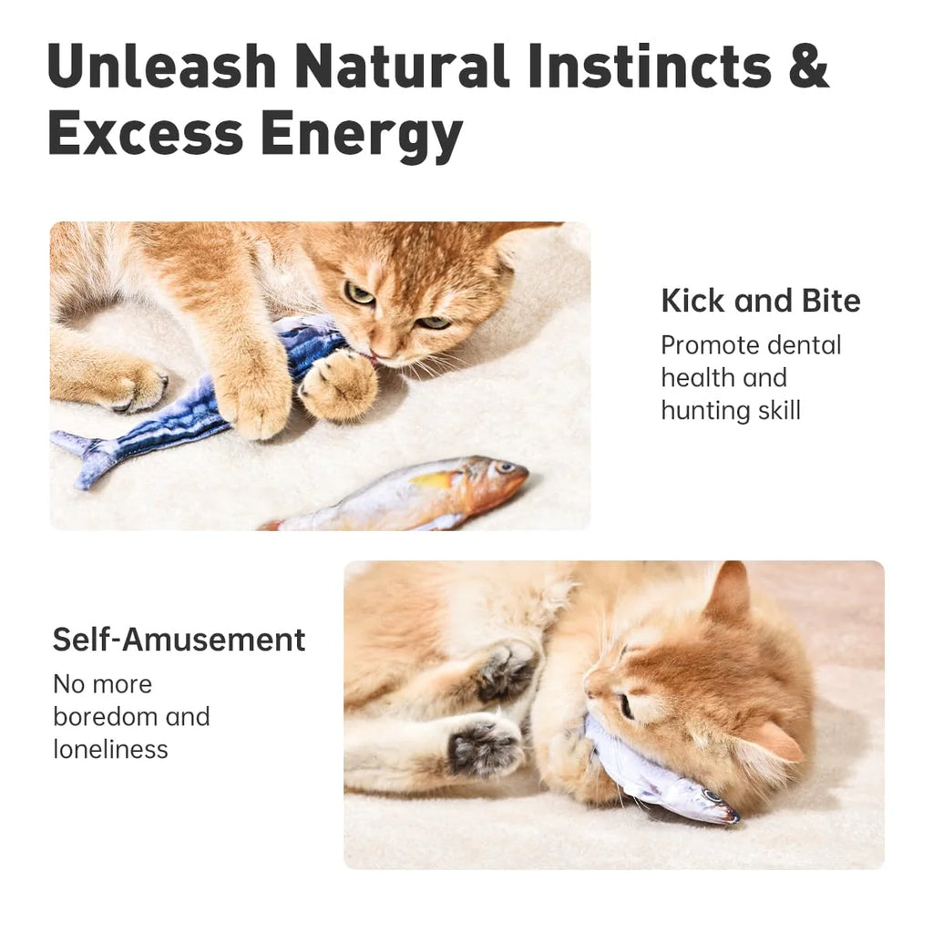 Petgravity Bitesized Realistic Flopping Fish Cat Toy 3 Pack