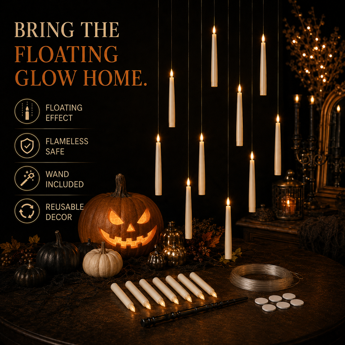 12pcs Hanging LED Candles With Magic Wand Remote