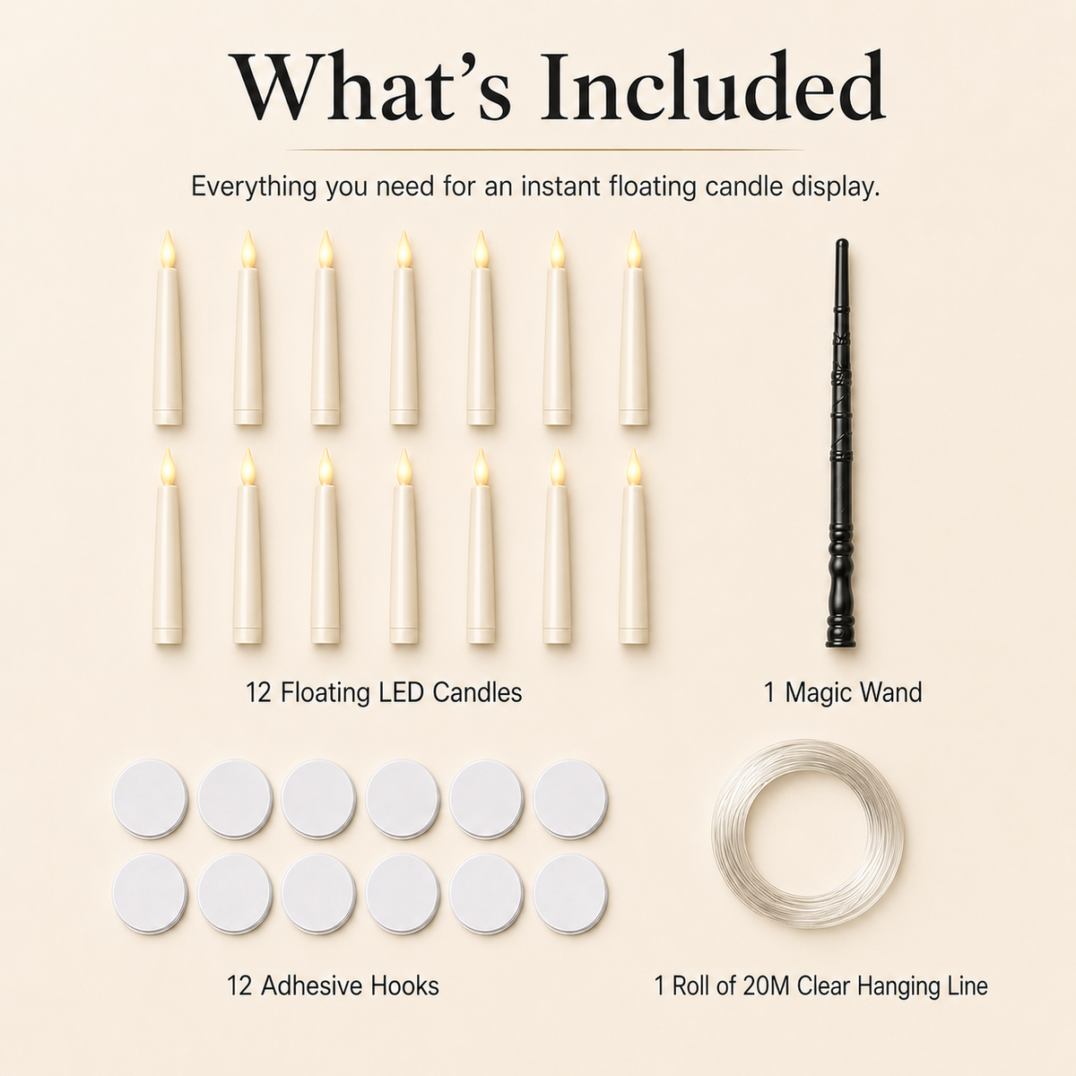 12pcs Hanging LED Candles With Magic Wand Remote