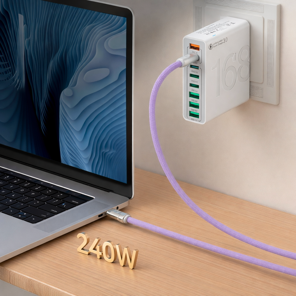 240W USB-C Lanyard Charging Cable, 2-in-1 Phone Strap & Fast Charger