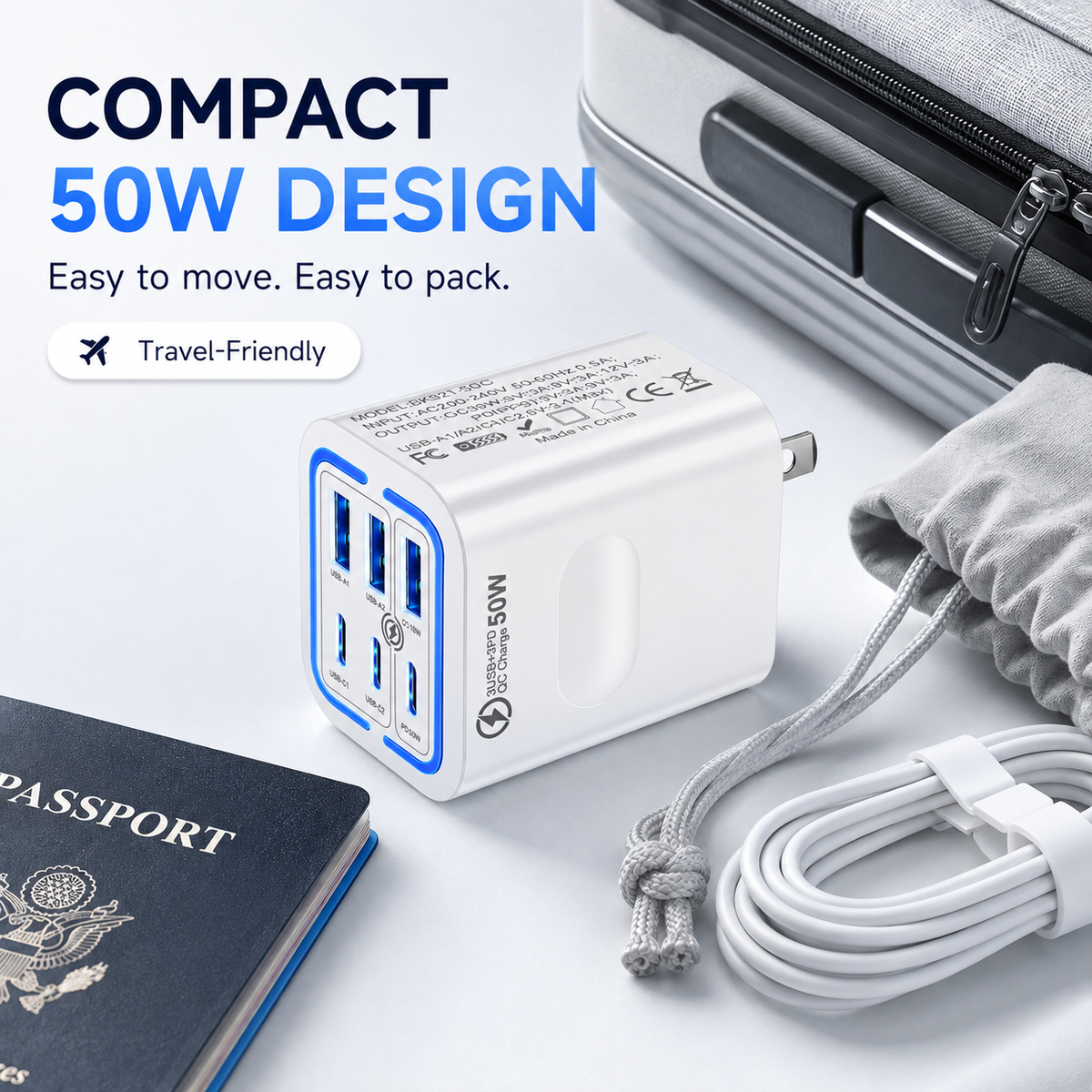6-Ports Fast Charging Phone Charger US Plug