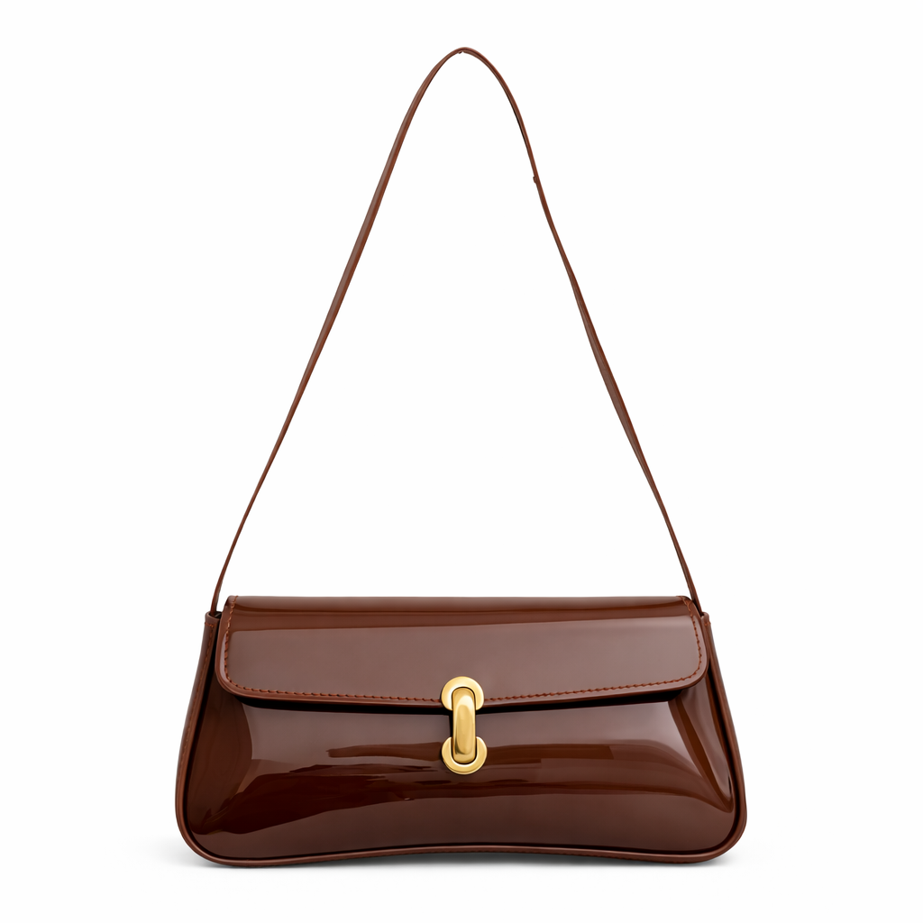Elegant Ladies' Vintage Handbag with Gold-Tone Turn-Lock Closure