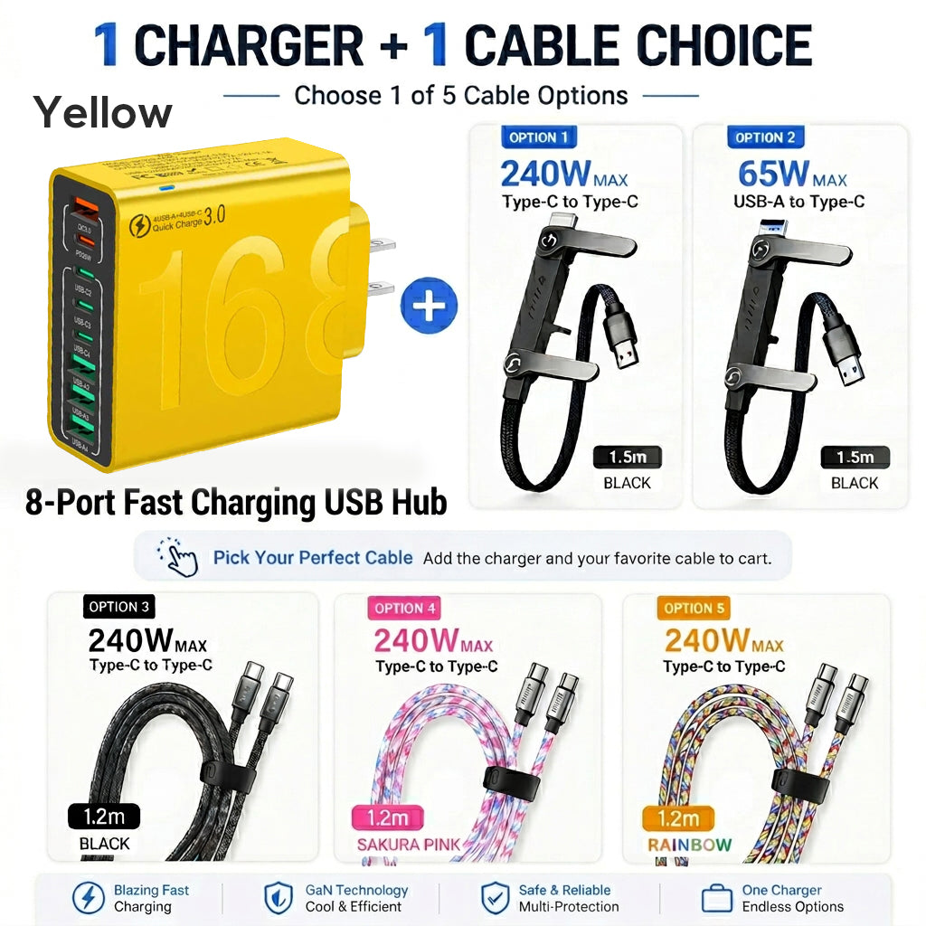 240W USB-C Lanyard Charging Cable, 2-in-1 Phone Strap & Fast Charger-1
