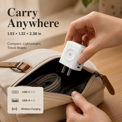3-in-1 PD20W USB C Charger Block with Built-in Wireless Watch Charging