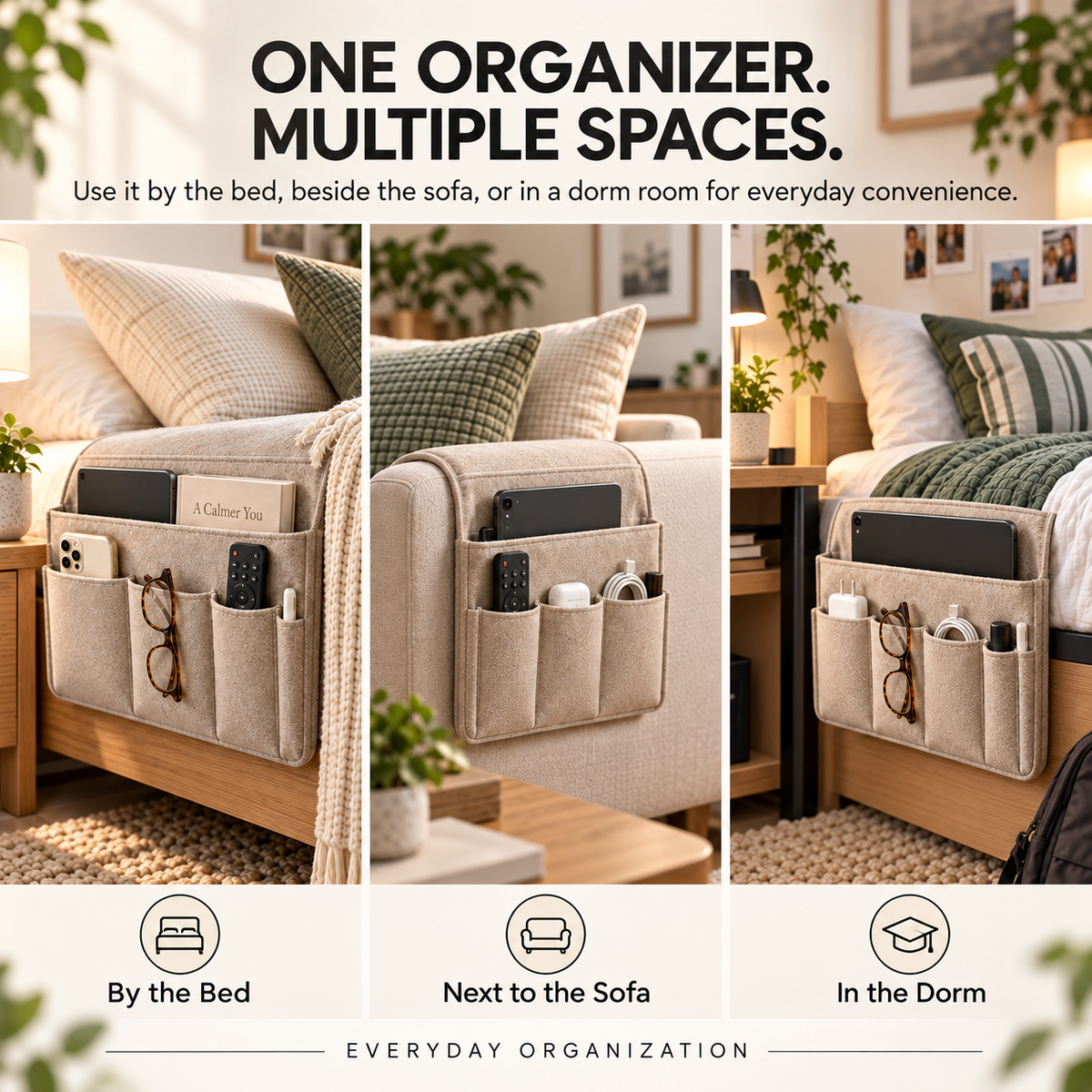 5 Pockets Felt Bedside Storage Organizer, Hanging Storage Organizer🛏️