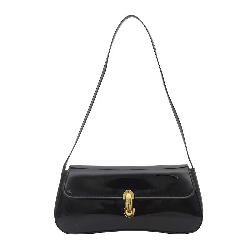 Elegant Ladies' Vintage Handbag with Gold-Tone Turn-Lock Closure