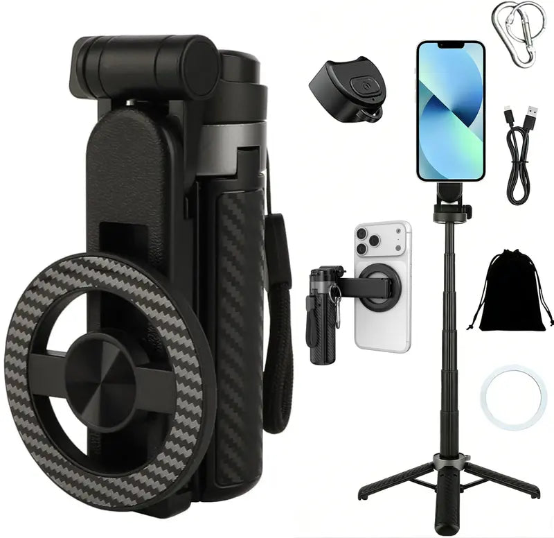 ✨4-in-1 Multifunctional 360° Rotation Magnetic Selfie Stick
