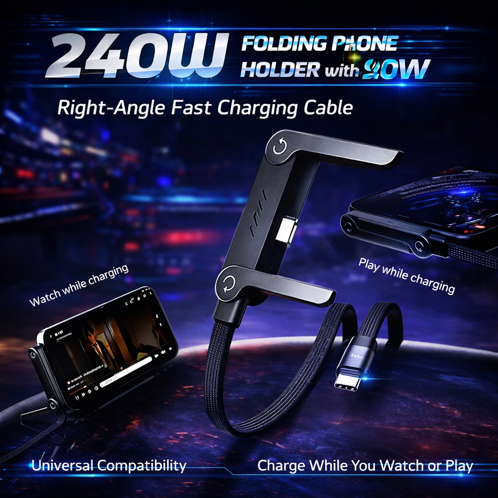 2-in-1 Invisible Holder Charger Cable⚡240w super fast charging Fast Charging Cord