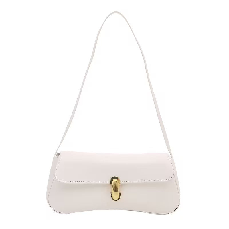 Elegant Ladies' Vintage Handbag with Gold-Tone Turn-Lock Closure