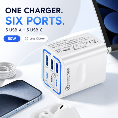 6-Ports Fast Charging Phone Charger US Plug