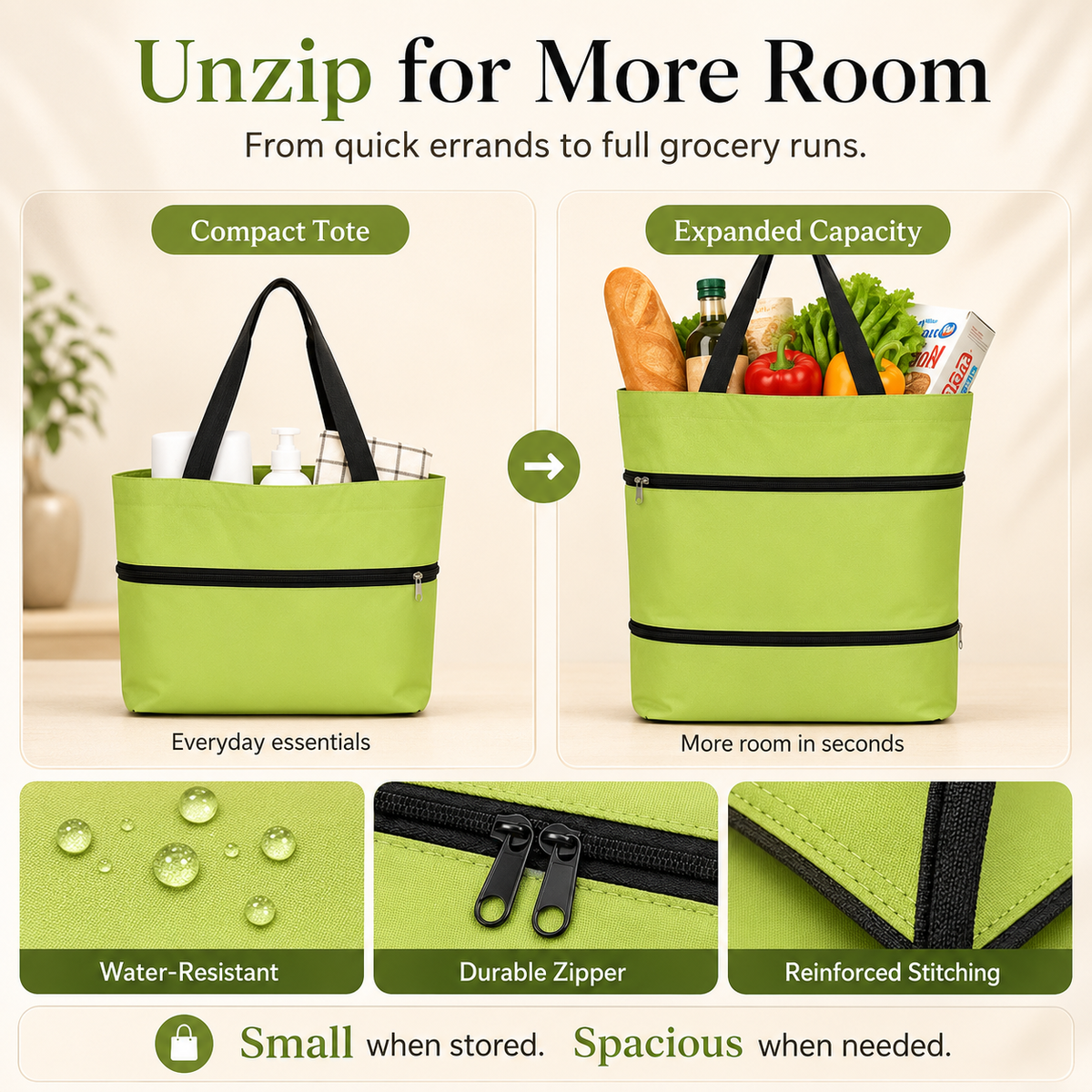FOLDABLE 2-IN-1 SHOPPING BAG