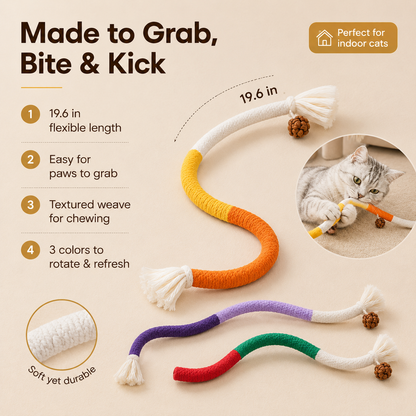 Jynvre Cat Chew Toys 3Pcs – Safe Organic Teeth Cleaning Ropes