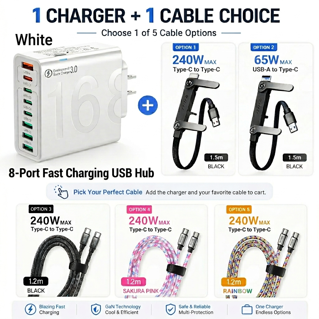 240W USB-C Lanyard Charging Cable, 2-in-1 Phone Strap & Fast Charger-1