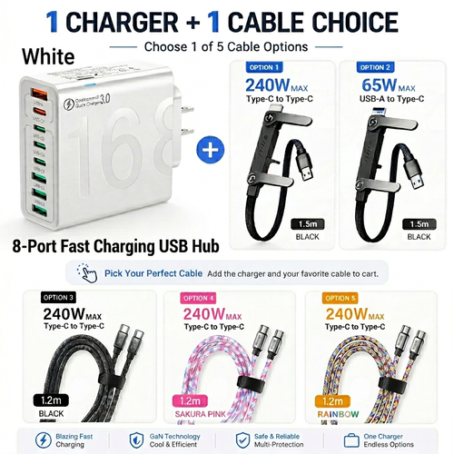 240W USB-C Lanyard Charging Cable, 2-in-1 Phone Strap & Fast Charger-1