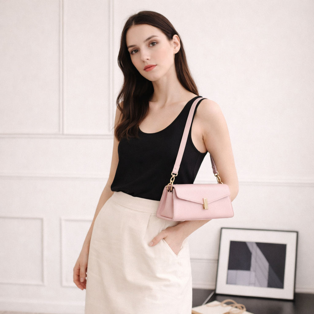 Glossy Minimal Baguette Bag — Refined Shine, Everyday Ease