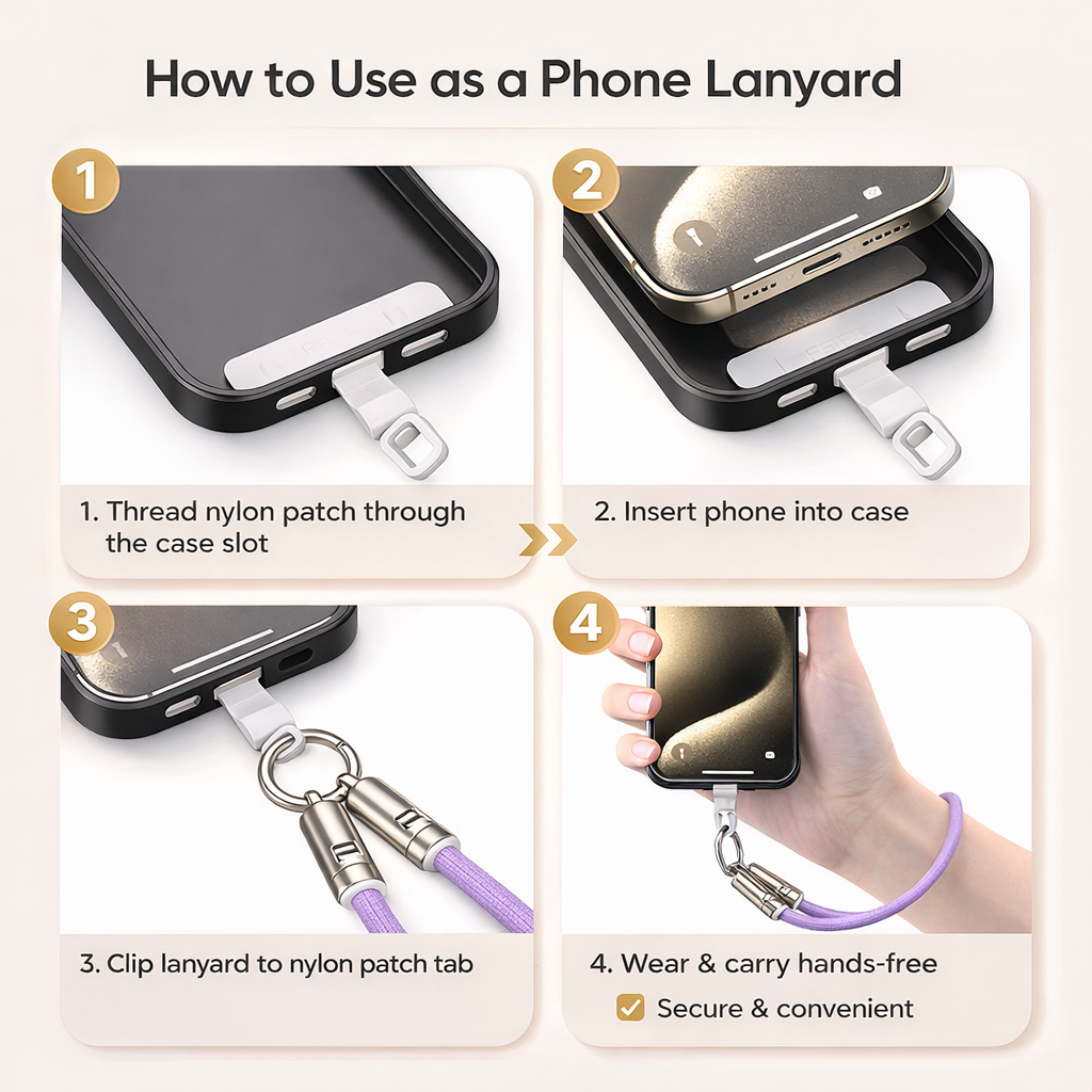 240W USB-C Lanyard Charging Cable, 2-in-1 Phone Strap & Fast Charger