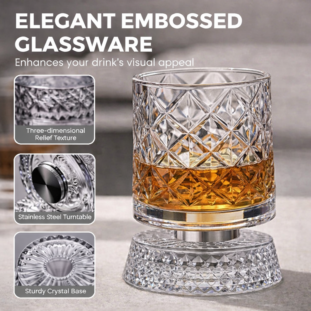 🔥New Year Hot Sale 50% OFF✨360° Rotating Whiskey Glass Tumbler💎