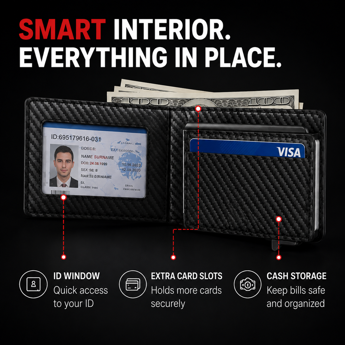 Men's RFID Minimalist Bifold Wallet