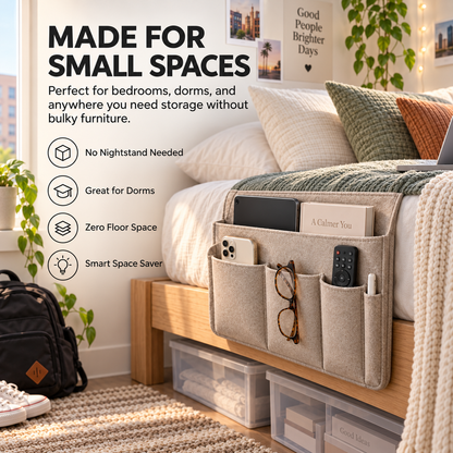 5 Pockets Felt Bedside Storage Organizer, Hanging Storage Organizer🛏️