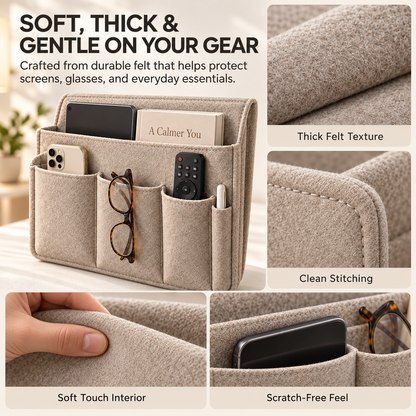 5 Pockets Felt Bedside Storage Organizer, Hanging Storage Organizer🛏️