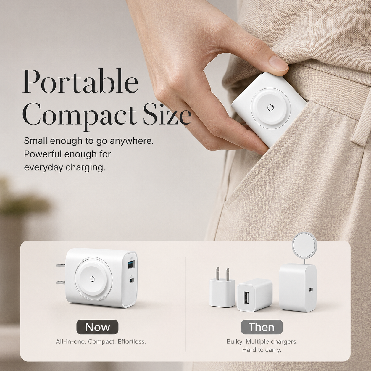 3-in-1 PD20W USB C Charger Block with Built-in Wireless Watch Charging