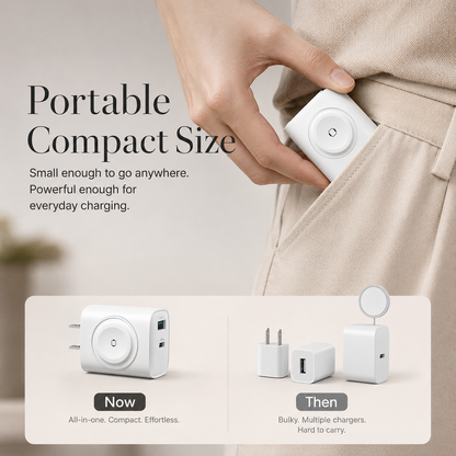 3-in-1 PD20W USB C Charger Block with Built-in Wireless Watch Charging