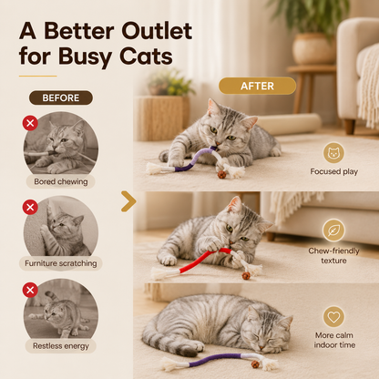 Jynvre Cat Chew Toys 3Pcs – Safe Organic Teeth Cleaning Ropes