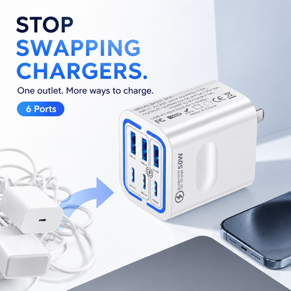6-Ports Fast Charging Phone Charger US Plug