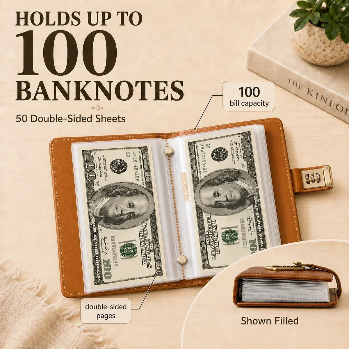 Locking Banknote Collection Booklet | Holds 100 Bills💵