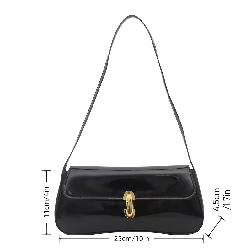Elegant Ladies' Vintage Handbag with Gold-Tone Turn-Lock Closure