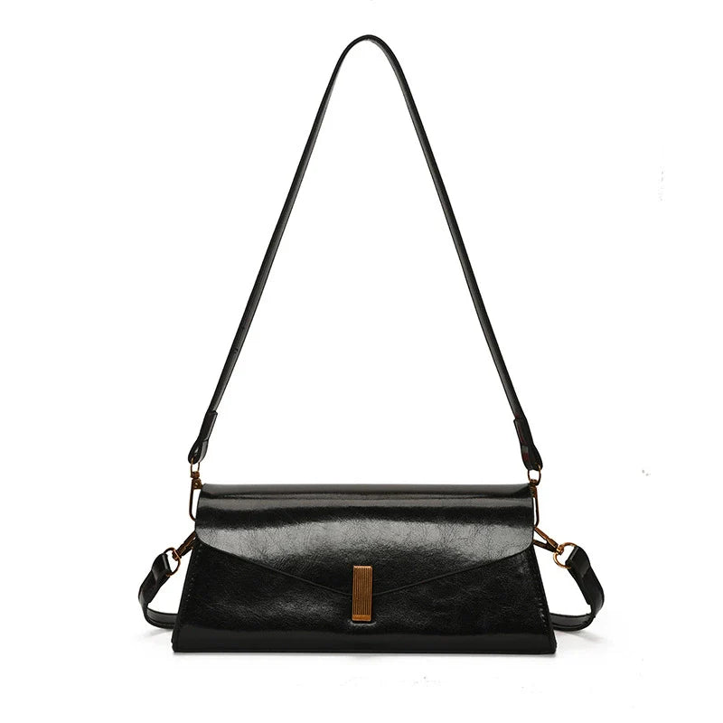 Glossy Minimal Baguette Bag — Refined Shine, Everyday Ease