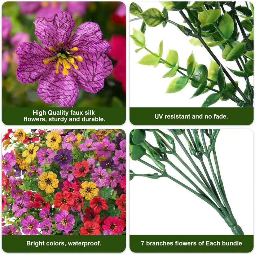9-Color Artificial Flower (6pcs/12pcs/24pcs/set), UV Resistant Colorful Fake Flower