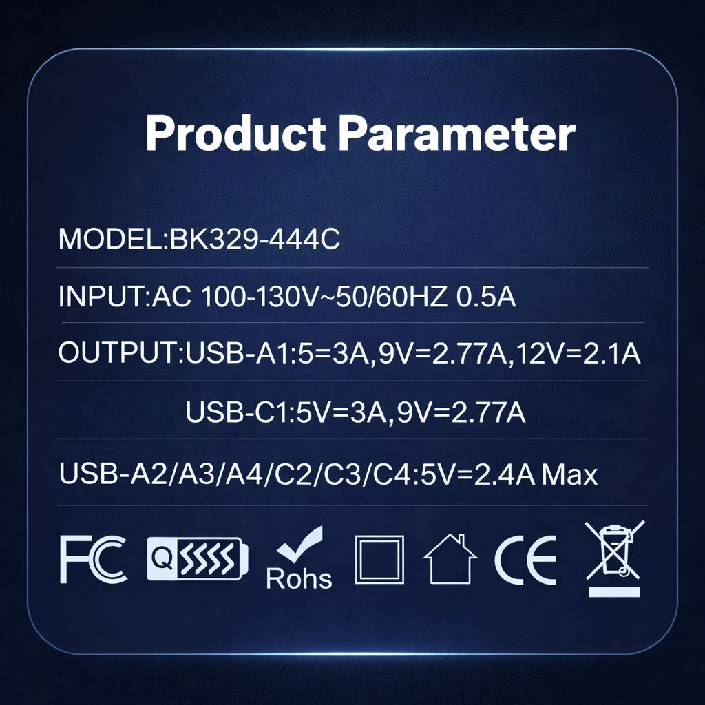 8-Port Fast Charging USB Hub (4 USB-C + 4 USB-A) – Smart, Portable Charger for Phones, Tablets, and More